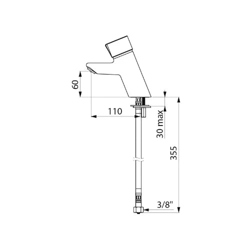 MELANGEUR DE LAVABO DELABIE TEMPOMIX 1/2 M temporise a/flexibels s/robinet d'arret- 112 mm