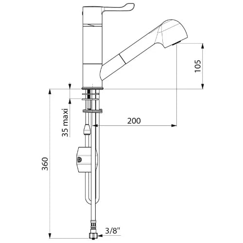 MITIGEUR DELABIE SECURITHERM chromé . monocommande a.douchette extractible