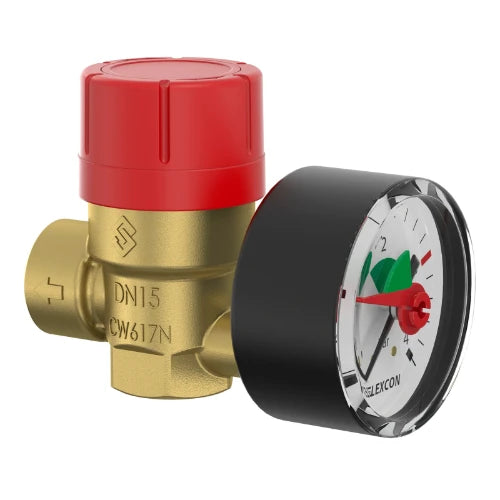 Flamco Prescomano groupe de sécurité avec manomètre FF 1/2 - 3 bar