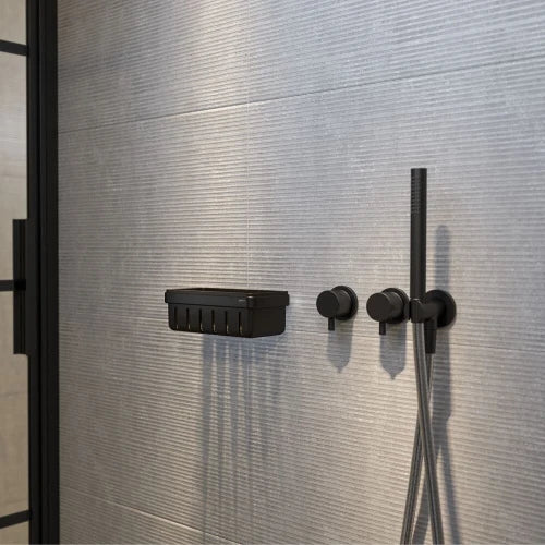 Geesa noir mat - panier de douche avec insert