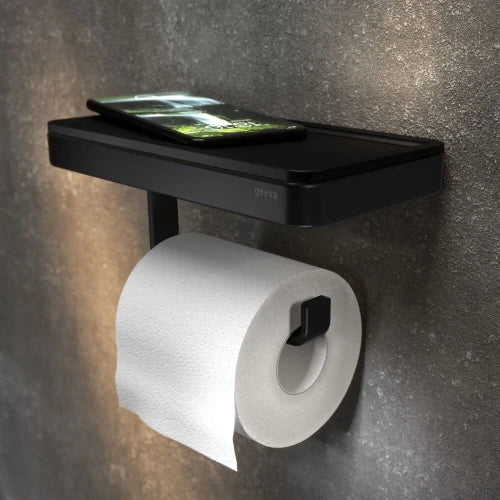 Geesa Frame porte-rouleau avec tablette noir / noir