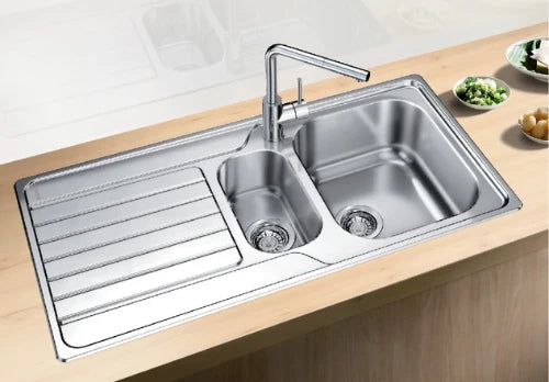 Blanco Dinas évier à encastrer réversible inox incl garniture 18/10 6S 100x50cm