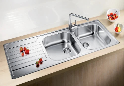 Blanco Dinas évier à encastrer réversible inox incl garniture 18/10 8S 116x50cm