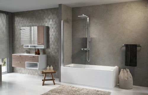 NOVELLINI Aurora 1 badklapwand 1-delig omkeerbaar 6mm B800 H1500mm chroom/helder glas