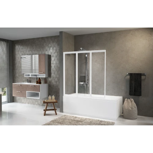 PARE - BAIGNOIRE NOVELLINI AURORA 138 - 138 ! blanc acryl cascade 3 panneaux