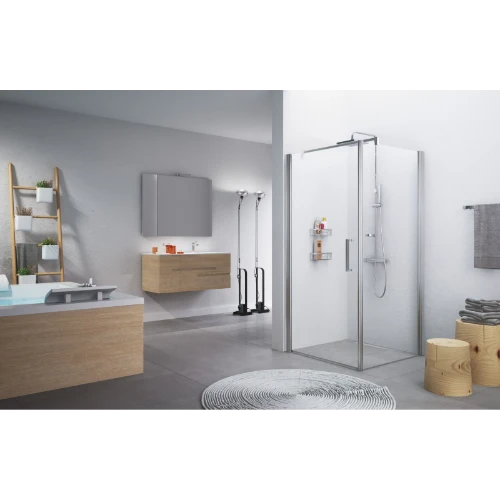 PORTE DE DOUCHE PIVOTANTE NOVELLINI GIADA 87 - 195 ! chromé mat band satin