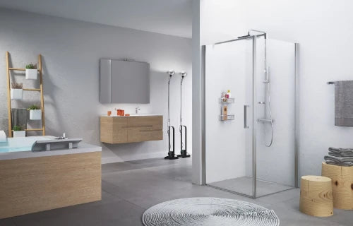 PORTE DE DOUCHE PIVOTANTE NOVELLINI GIADA 87 - 195 ! chromé mat band satin