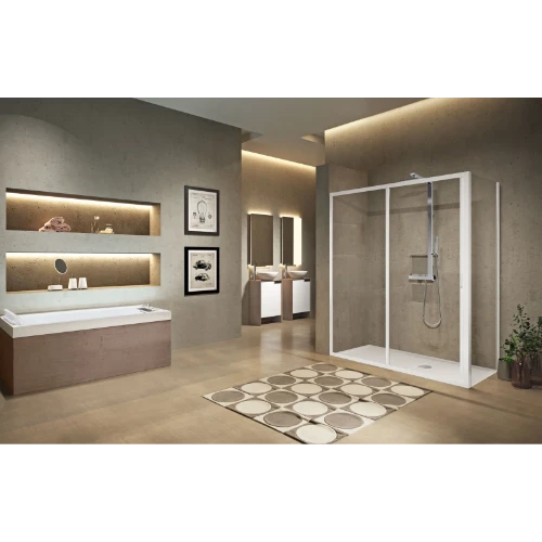 Novellini Lunes 2.0 2P 2 parties - porte de douche coulissante 1200 x 1950 mm - blanc - transparent (réglable 1140-1200 mm)