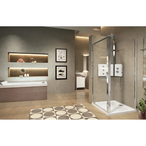Novellini Lunes 2.0 F paroi latérale 900 x 1950 mm - gris argent mat - transparent (réglable 840-900 mm)