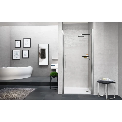 Novellini Young 2 1B porte de douche pivotante 870 x 2000 mm - chromé mat - transparent (réglable 870-910 mm)