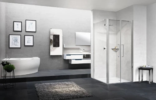 PORTE DE DOUCHE PIVOTANTE NOVELLINI YOUNG 2.0 87 - 200 ! noir transparent réglable 87/91