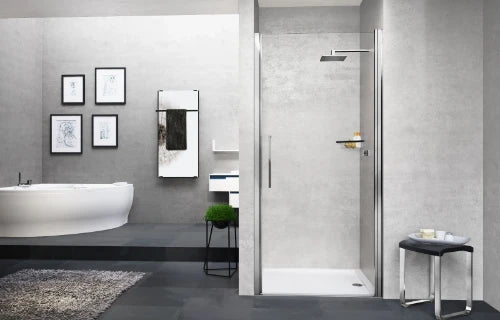 Novellini Young 2 1B porte de douche pivotante 870 x 2000 mm - chromé mat - transparent (réglable 870-910 mm)