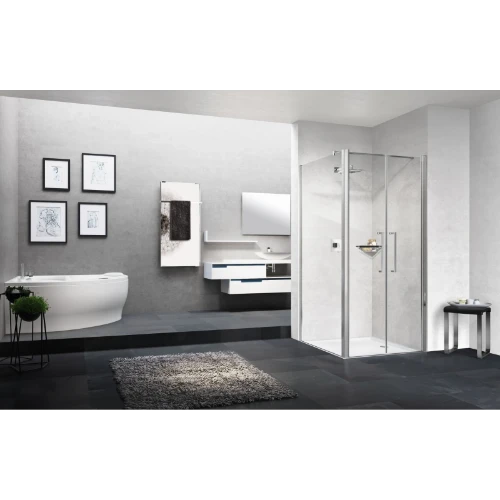 PORTE DE DOUCHE PIVOTANTE NOVELLINI YOUNG 2.0 87 - 200 ! noir transparent réglable 87/91
