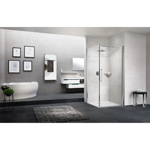 Novellini Young 2 G porte de douche pivotante 900 x 2000 mm - chromé mat - transparent à combiner avec paroi fixe