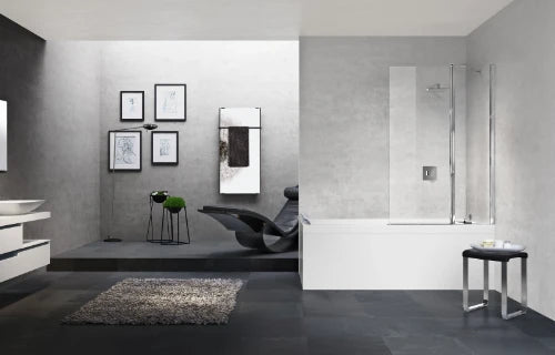 PARE - BAIGNOIRE DRAAIBAAR NOVELLINI YOUNG 2.0 98 - 150 ! chromé mat verre de securite transparent avec support mural