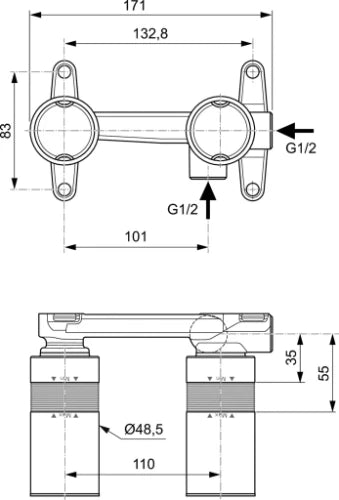Ideal Standard partie encastrée mitigeur lavabo