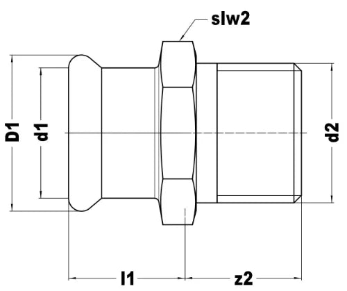 VSH Xpress Cuivre raccord de transition MF 22 x 3/4 M