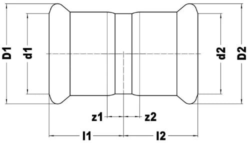 VSH Xpress koper gas manchon FF 22 x 22 mm