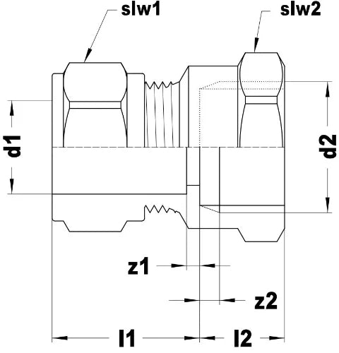 VSH bicône Eau raccord de transition droit FF 10 x 3/8 F