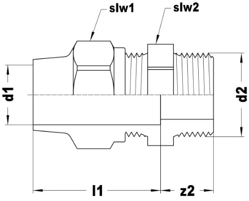 VSH bicône Gaz raccord de transition droit MF 22 x 3/4 M