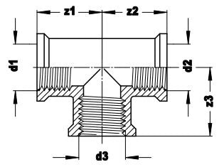 VSH laiton fileté te FFF 1/4 x 1/4 x 1/4