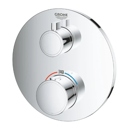 Grohe Grohtherm Convent. Concealed mitigeur douche thermostatique 1/2 pour Smartbox chromé pour 1 sortie avec vanne d'arrêt - rond