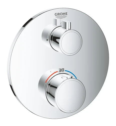Grohe Grohtherm Convent. Concealed mitigeur douche thermostatique 1/2 pour Smartbox chromé pour 1 sortie avec vanne d'arrêt - rond