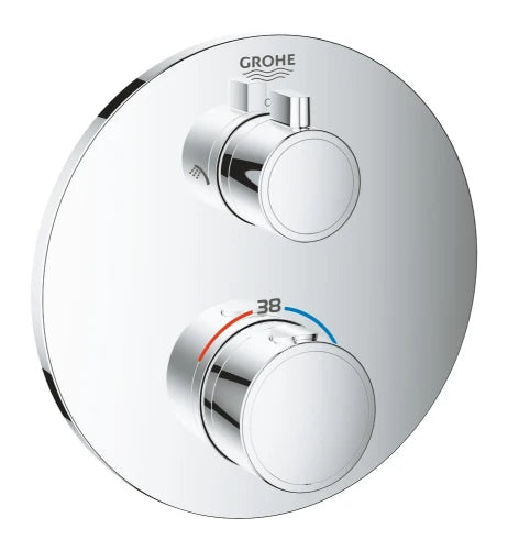 Grohe Grohtherm mitigeur douche thermostatique 1/2 Smartbox - rond chromé pour 2 sorties avec vanne d'arrêt intégré