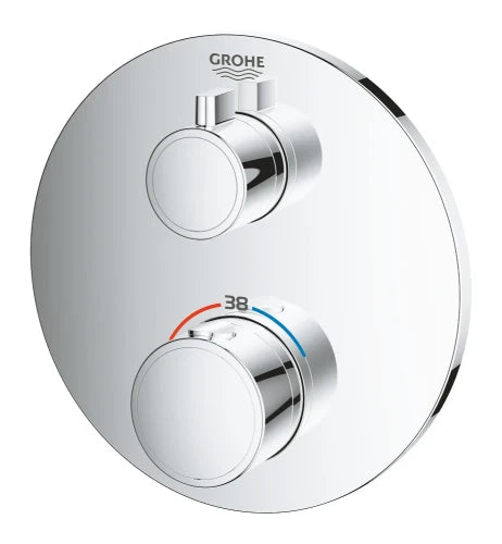 Grohe Grohtherm Convent. Concealed mitigeur douche thermostatique 1/2 pour Smartbox chromé pour 1 sortie avec vanne d'arrêt - rond