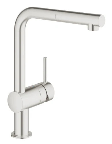 Grohe Minta mitigeur cuisine - super steel - mousseur extracible