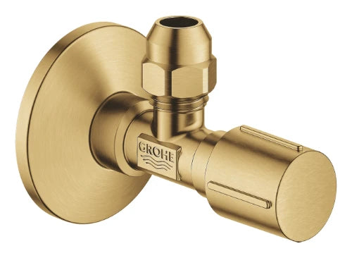 GROHE Hoekstop kraan 1/2" x 3/8" met metalen hendel en metalen rozas; Brushed Cool Sunrise