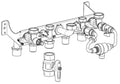 Remeha set de raccordement hydraulique avec set de remplissage pour Avanta Ace et Tzerra Ace Matic Combichaudières, inclusif collier de montage avec robinetterie, vanne à gaz, plan de montage et set de remplissage