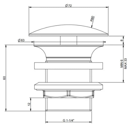 Gessi Technical Accessories Bonde pour lavabo sans trop plein, vidage libre. Cuivre Brossé PVD