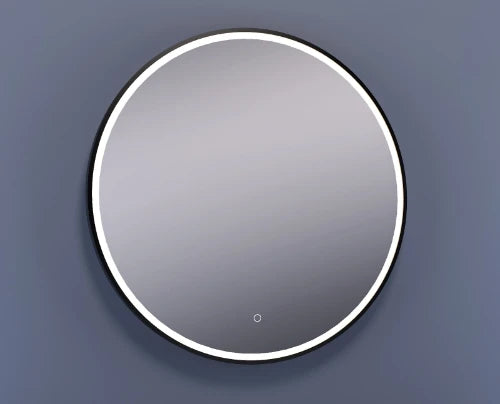 Procasa Mir miroir rond 800 mm - noir - bord métallique - inclusif éclairage