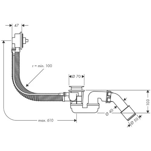 Hansgrohe Flexaplus vidage baignoire 6/4 avec siphon