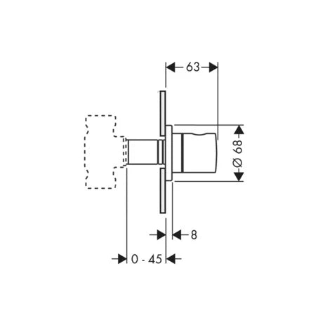 SET DE FINITION AXOR UNO chromé pour robinet d'arret encastr? 1/2,3/4