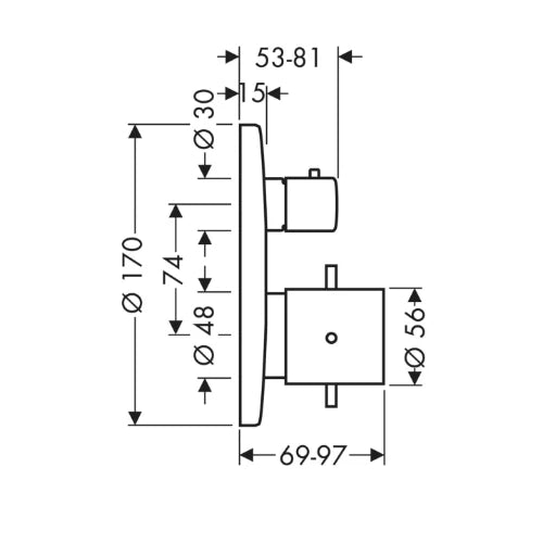 Axor Starck set de finition chromé pour thermostat encastré avec robinet d’arrêt/inverseur