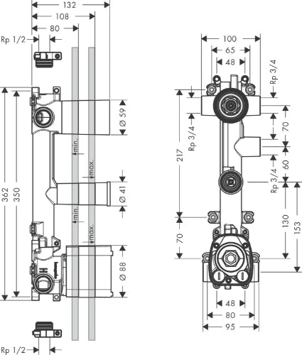 Axor Citterio E corps encastré module thermostatique chromé - 3 systèmes