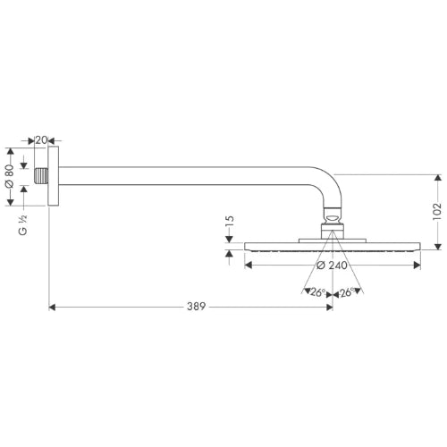 Hansgrohe Raindance Air tête de douche de pluie 240 mm avec injection d'air chromé raccordement mural