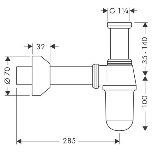 Hansgrohe siphon 5/4 X 220 chromé pour lavabo