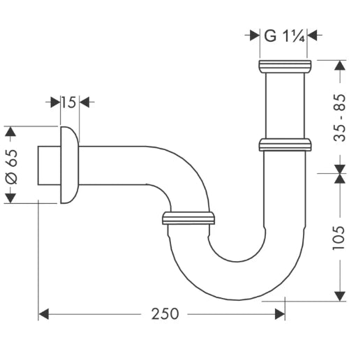 Hansgrohe siphon tubulaire pour lavabo 5/4 x 32 mm - chromé