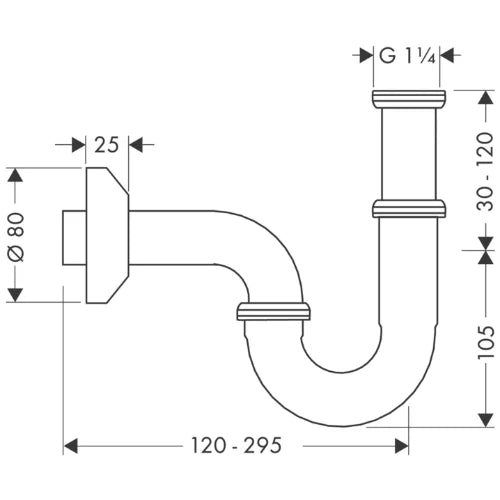 Hansgrohe tuyau siphon 5/4 chromé