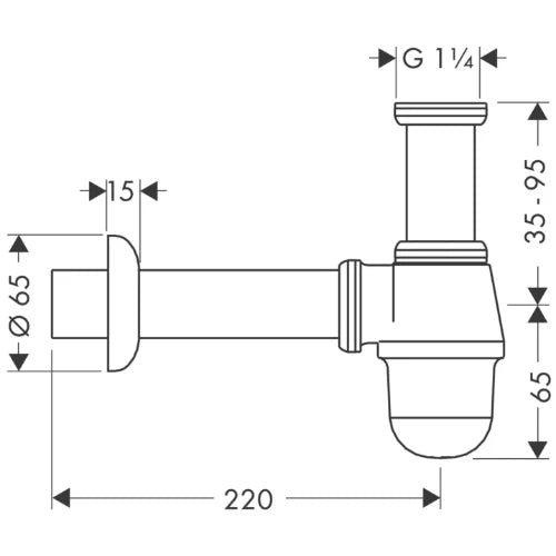 Hansgrohe siphon bouteille pour bidet 5/4 x 32 mm - chromé