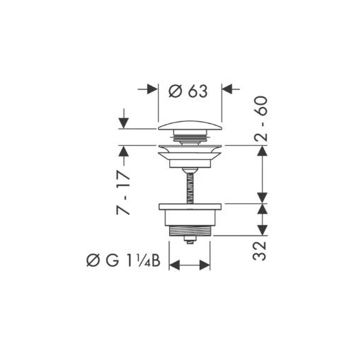 Hansgrohe vidage lavabo 5/4 chromé sans tirette push-open-commande click-clack