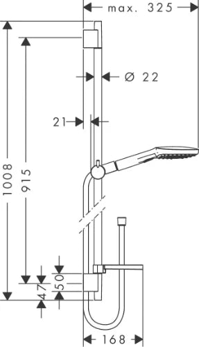 Hansgrohe Select E 120 90CM ! set de douche chromé Unica'sPuro EcoSmart 3jet a/barre de douche, porte savon et flex 160cm