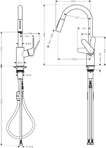 Hansgrohe Focus M41 mitigeur cuisine - chromé - avec douchette extractible