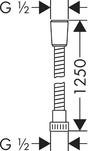 Hansgrohe Metaflex flexible de douche 1/2 x 1250 mm - chromé - 1 écrou conique et 1 écrou moleté