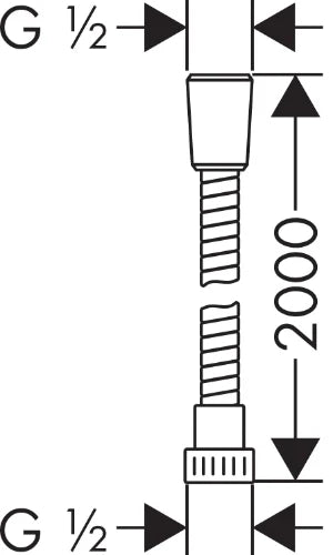 Hansgrohe Metaflex flexible de douche 1/2 x 2000 mm - chromé - 1 écrou conique et 1 écrou moleté