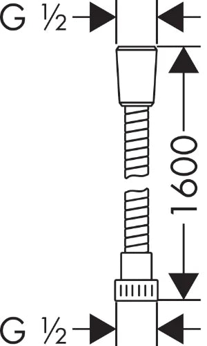 Hansgrohe Metaflex flexible de douche 1/2 x 1600 mm - chromé - 1 écrou conique et 1 écrou moleté