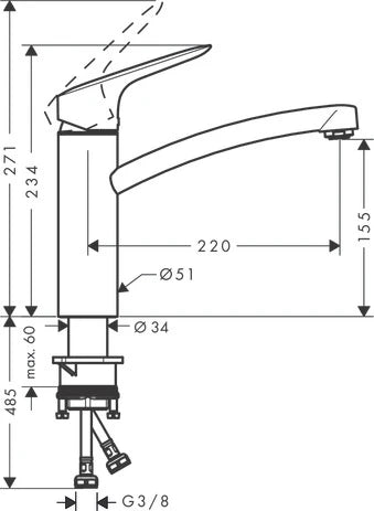 Hansgrohe Logis M31 mitigeur cuisine - chromé - Comfortzone 160